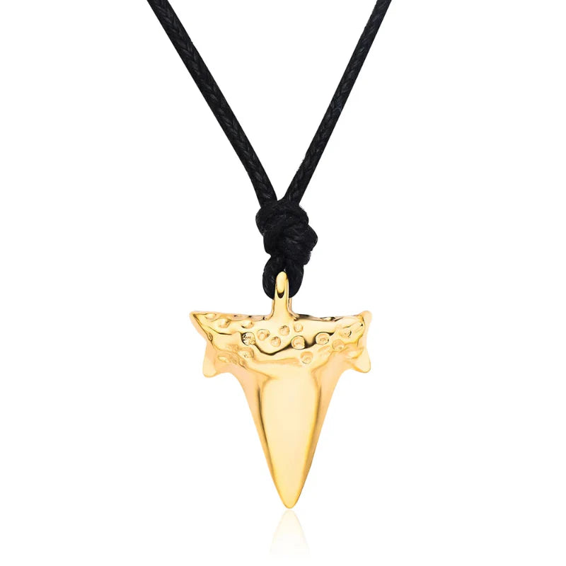 Men's Gold Shark Tooth Pendant Necklace