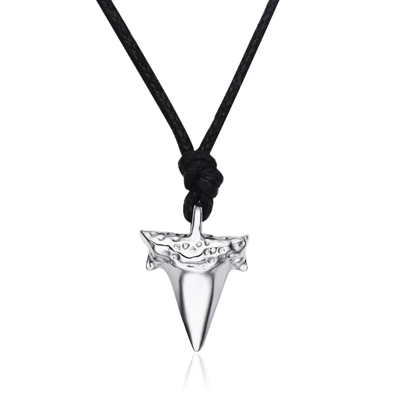 Men's Silver Shark Tooth Pendant Necklace
