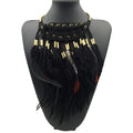 Ethnic Feather Choker Pendant Necklace black