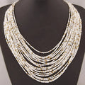 Multistrand White African Ethnic Pendant Necklace
