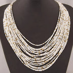 Multistrand White African Ethnic Pendant Necklace