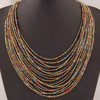 Multistrand Multicolor African Ethnic Pendant Necklace