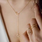 Gold Star and Moon Pendant Necklace