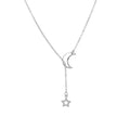 Silver Star and Moon Pendant Necklace