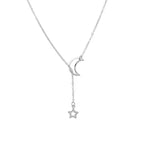 Silver Star and Moon Pendant Necklace