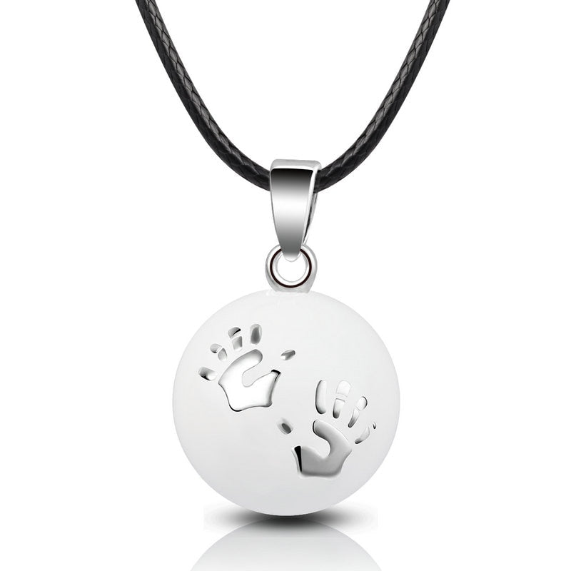 Pregnancy Bola Pendant Necklace for Pregnant Women Silver Feet