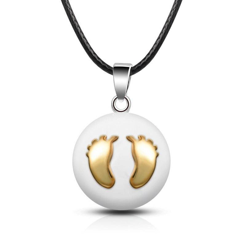 Pregnancy Bola Pendant Necklace for Pregnant Women Gold Feet