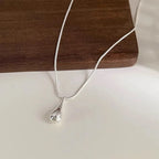 Fine Silver-Toned Water Drop Pendant Necklace