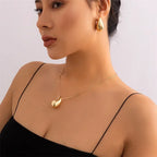 Elegant Large Water Drop Pendant Necklace gold