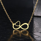 Women's Infinity and Heart Symbol Pendant Necklace Gold