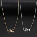 Women's Infinity and Heart Symbol Pendant Necklace Gold