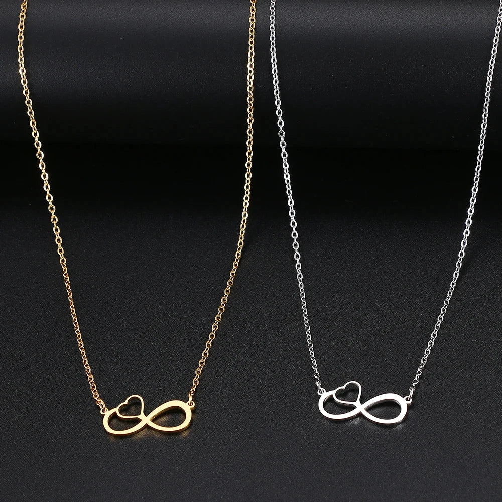 Women's Infinity and Heart Symbol Pendant Necklace Gold