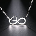Women's Infinity and Heart Symbol Pendant Necklace Silver