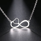 Women's Infinity and Heart Symbol Pendant Necklace Silver