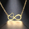 Women's Infinity and Heart Symbol Pendant Necklace Gold