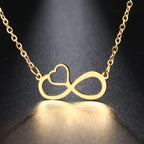 Women's Infinity and Heart Symbol Pendant Necklace Gold