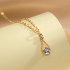 Fine Teardrop and Pearl Pendant Necklace in Gold