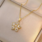 5-Petal Flower Zircon Pendant Necklace b