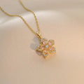 5-Petal Flower Zircon Pendant Necklace a