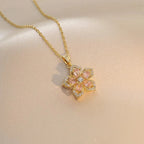 5-Petal Flower Zircon Pendant Necklace a