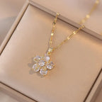 Colored Flower Zircon Pendant Necklace White