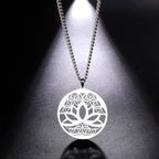 Silver Zen Lotus Flower Pendant Necklace