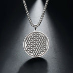 Flower of Life Pendant Necklace Silver Men Women