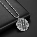 Flower of Life Pendant Necklace Silver Men Women