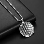 Flower of Life Pendant Necklace Silver Men Women