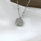 Anti-Stress Rotating Zircon Flower Pendant Necklace silver