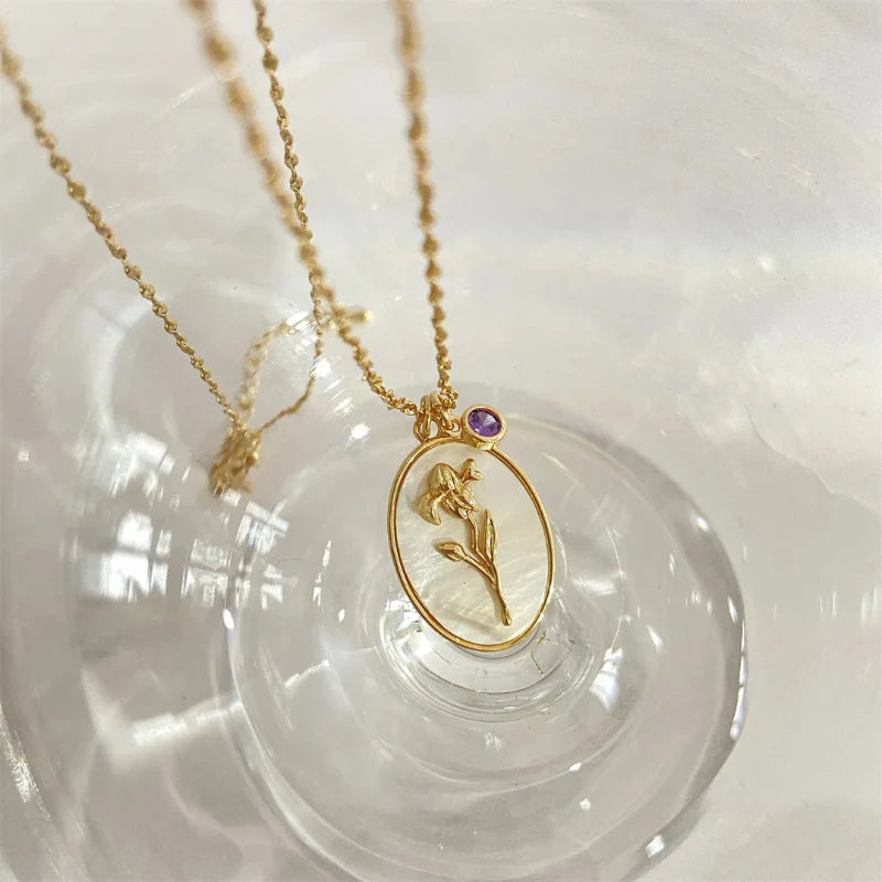 Flower Zodiac Sign Pendant Necklace