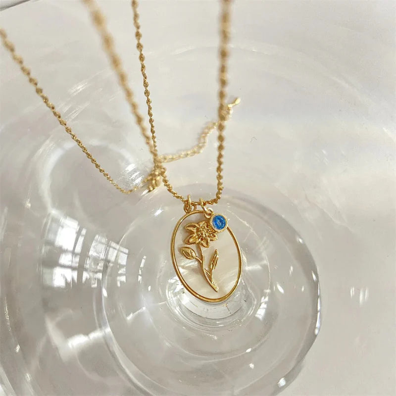 Flower Zodiac Sign Pendant Necklace