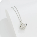 Stress-Relief Rotating Zircon Flower Pendant Necklace silver