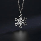 Snowflake Pendant Necklace Winter Silver