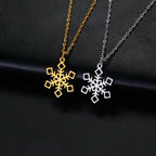 Snowflake Pendant Necklace Winter Gold