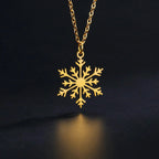 Snowflake Pendant Necklace Winter gold
