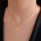 Snowflake Pendant Necklace Winter gold