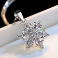 Snowflake Pendant Necklace Winter Women Silver