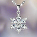 Snowflake Pendant Necklace Winter Women Silver