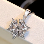 Snowflake Pendant Necklace Winter Women Silver