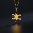 Snowflake Pendant Necklace Winter Gold