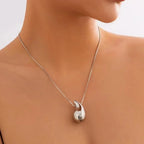 Asymmetric Water Drop Pendant Necklace Silver