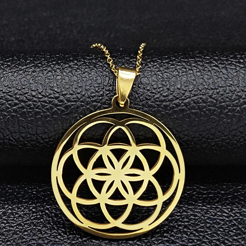 Life Seed Pendant Necklace for Men and Women gold