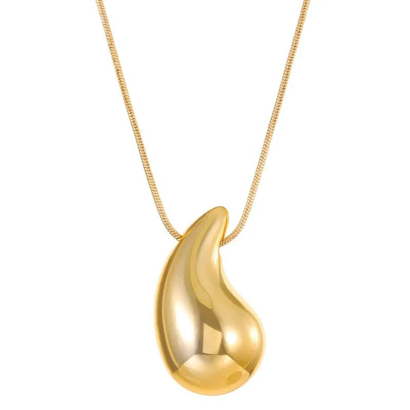 Large Teardrop Pendant Necklace gold
