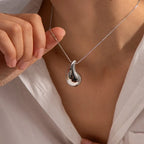 Large Teardrop Pendant Necklace silver
