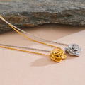 Large Silver Rose Flower Pendant Necklace