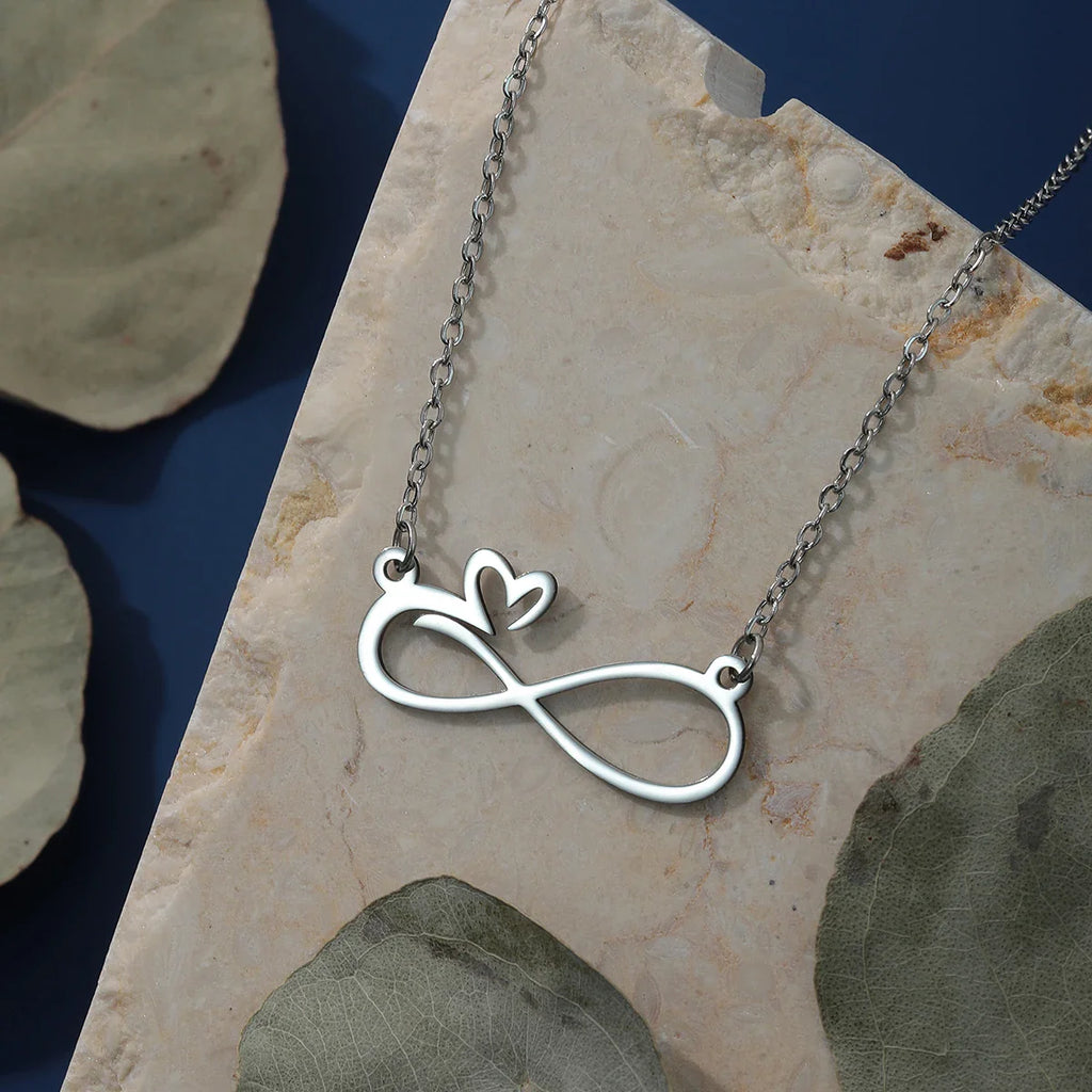 Infinity Heart Pendant Necklace Silver