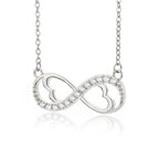 Infinite Heart and Zircon Pendant Necklace silver