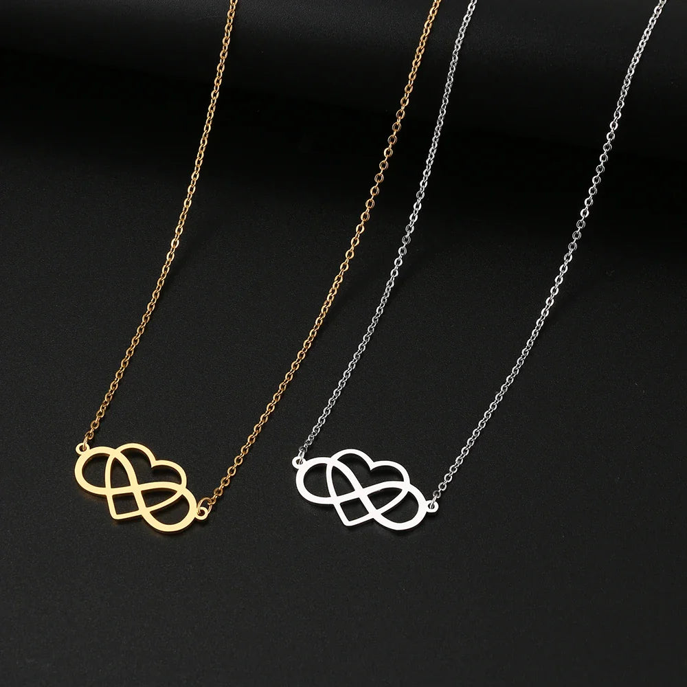 Infinity and Heart Pendant Necklace for Women silver