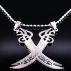 Islam Muslim Pendant Necklace Ali Zulfikar Sword Silver